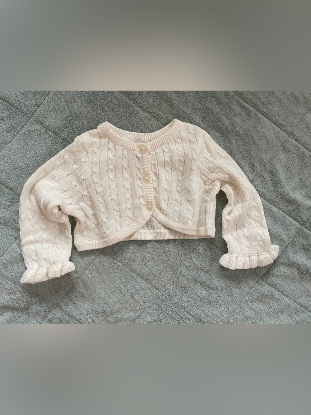 Janie and Jack Cream Cable Knit Cropped Cardigan
